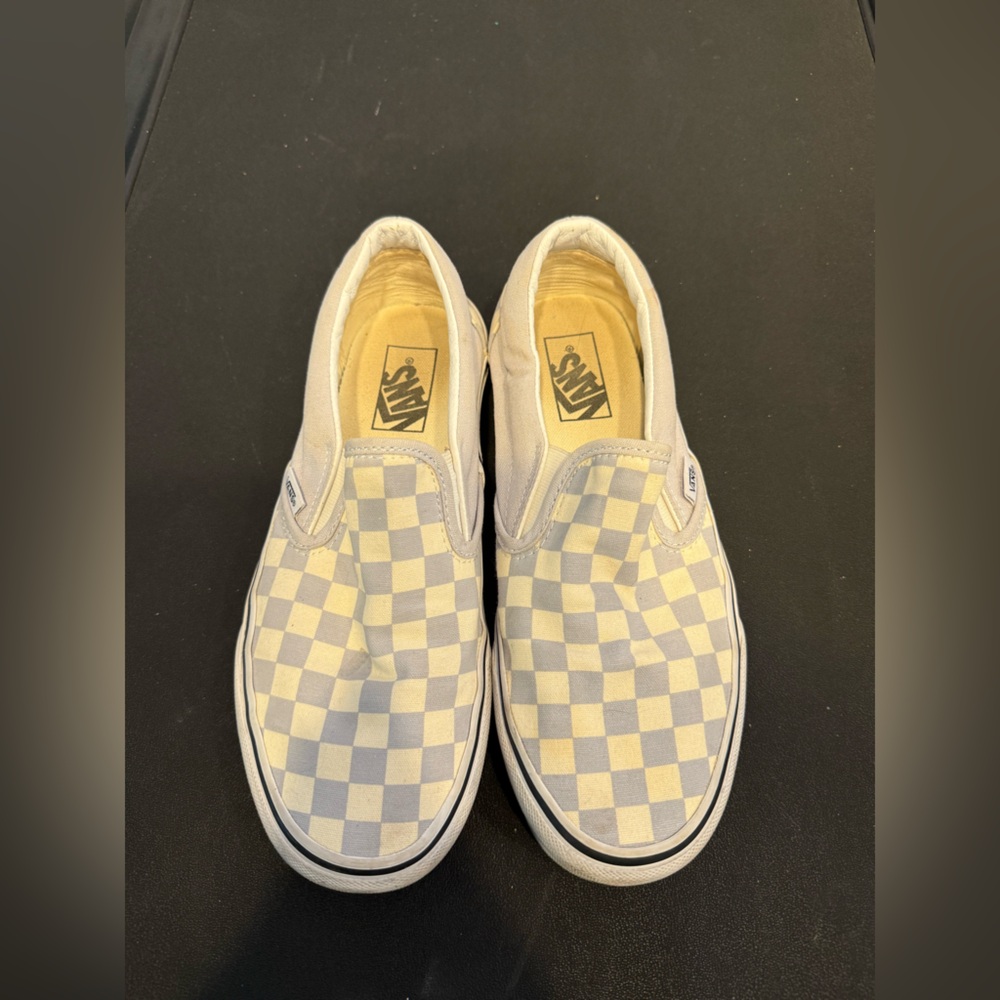 Vans Checkered Slip-On Sneakers - White and Gray